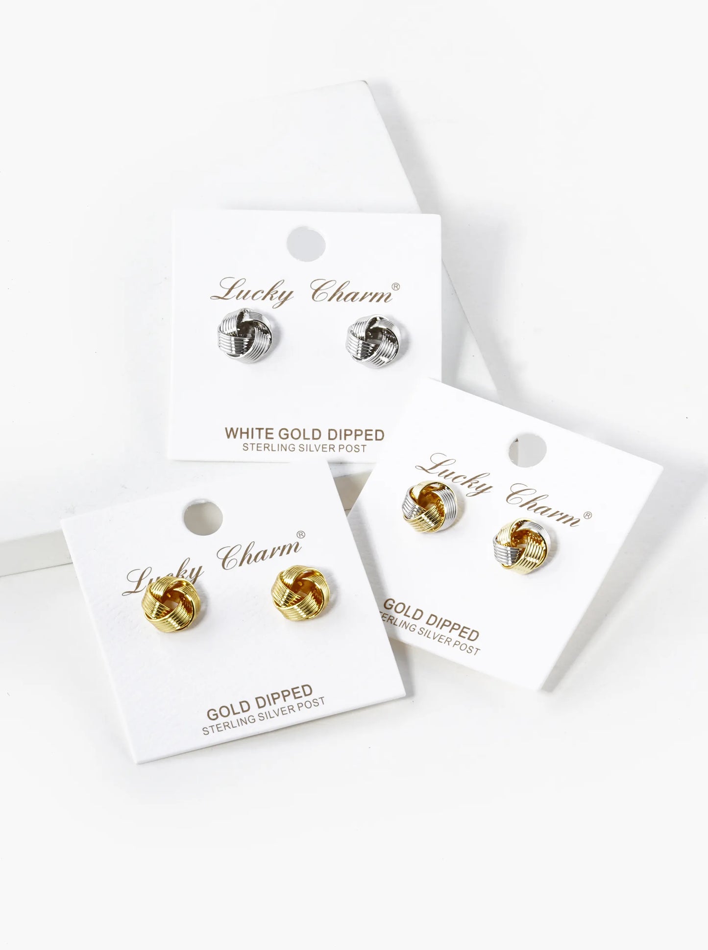 18K Gold Dipped Textured 10mm Love Knot Stud Earrings