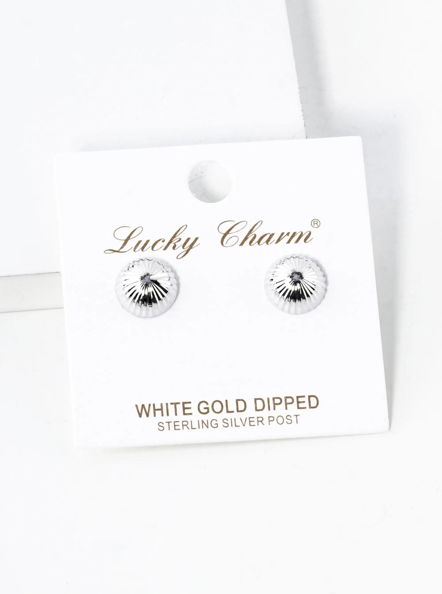 18K Gold Dipped Textured 10mm Semi-Hemisphere Button Stud Earrings