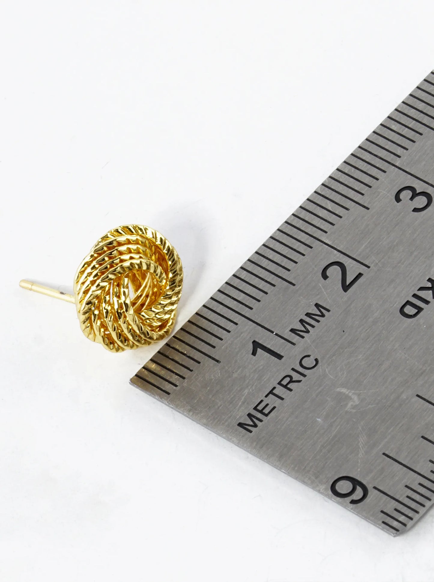 18K Gold Dipped Textured 11mm Love Knot Stud Earrings