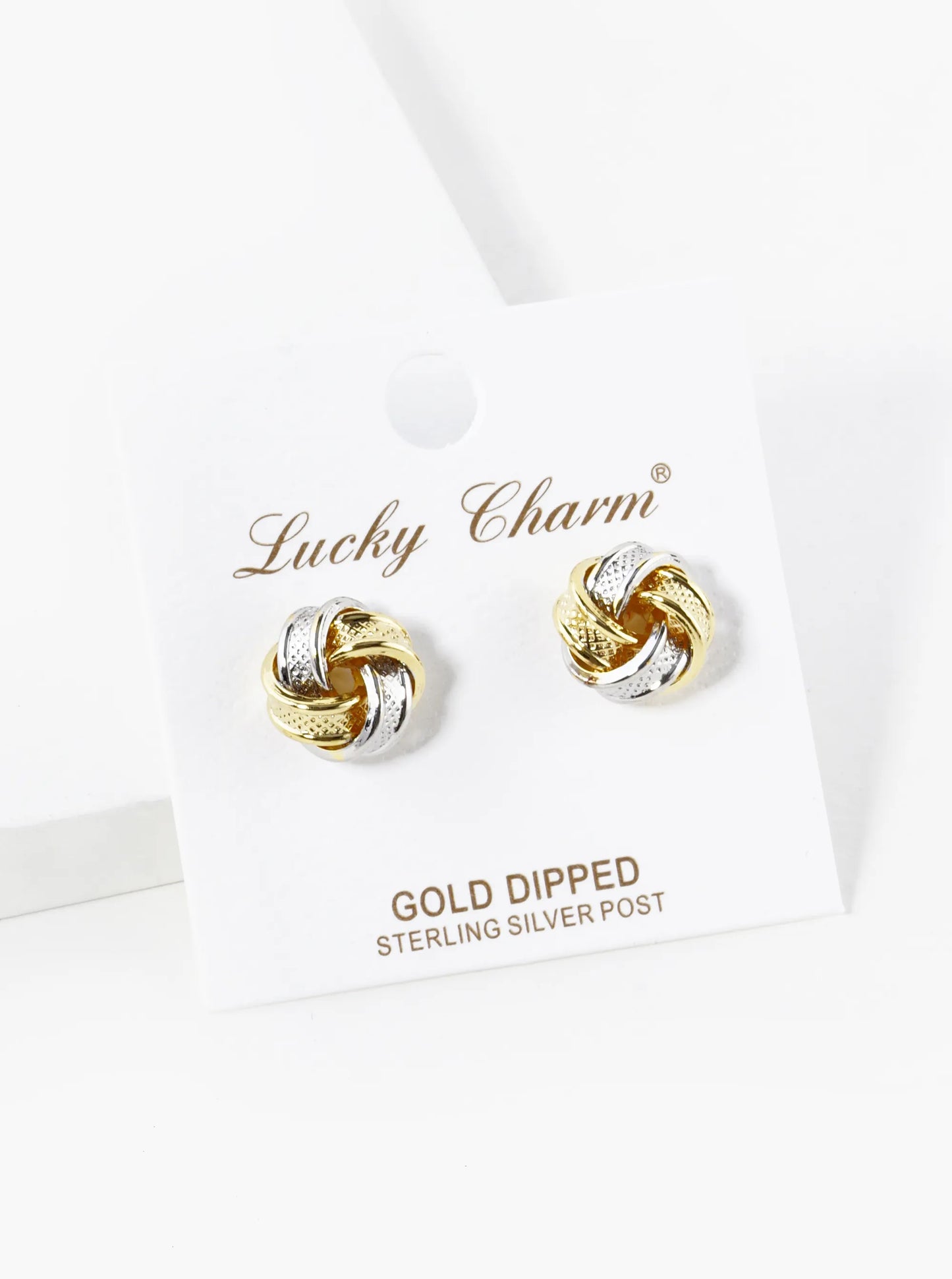 18K Gold Dipped Textured 11mm Love Knot Stud Earrings