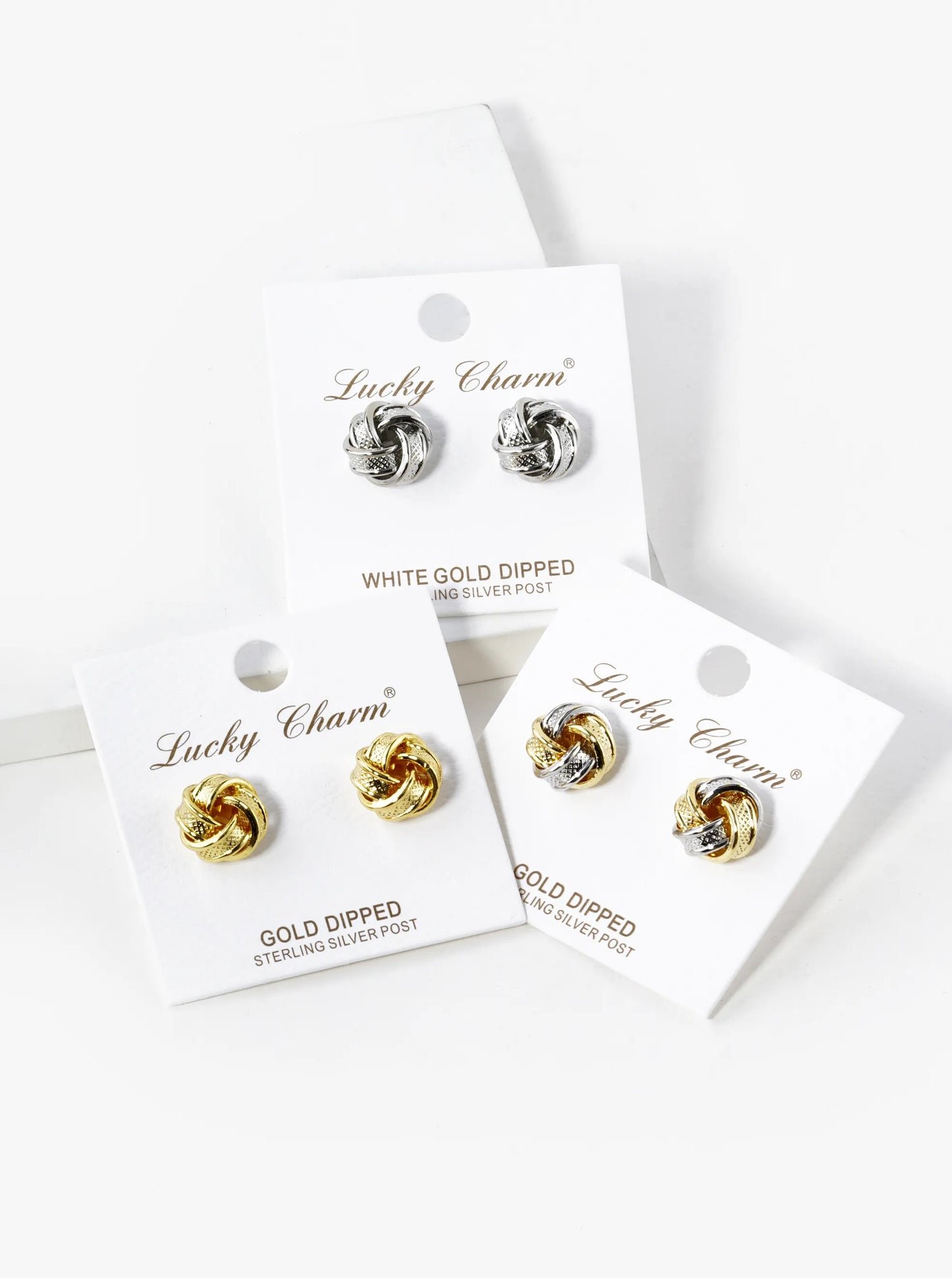 18K Gold Dipped Textured 11mm Love Knot Stud Earrings