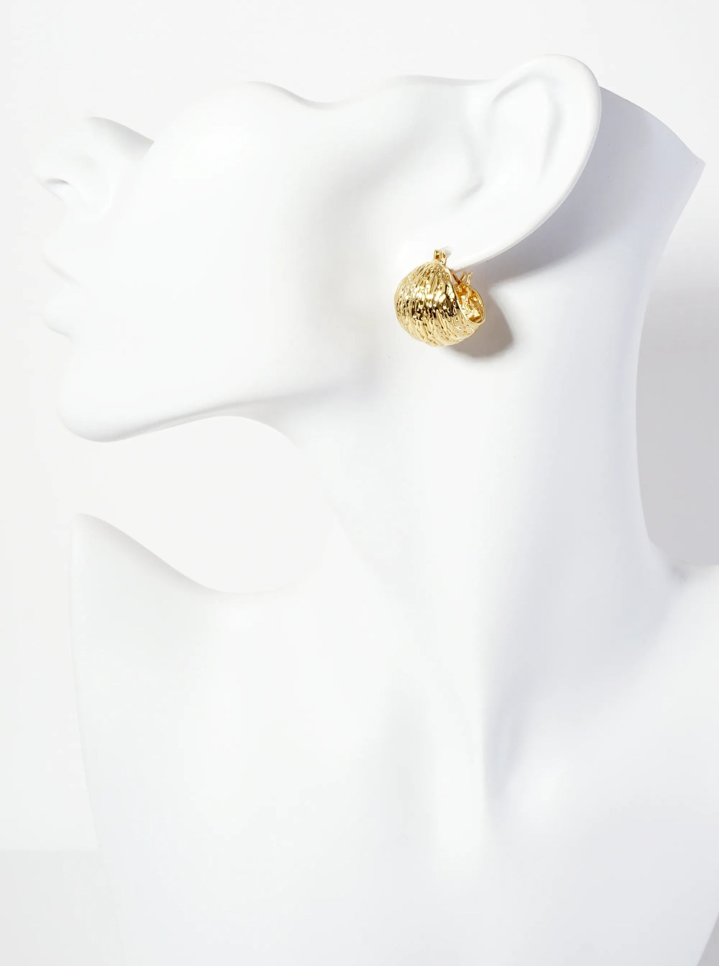 18K-Gold-Dipped Textured 18mm Sphere Brass Hoop Earrings