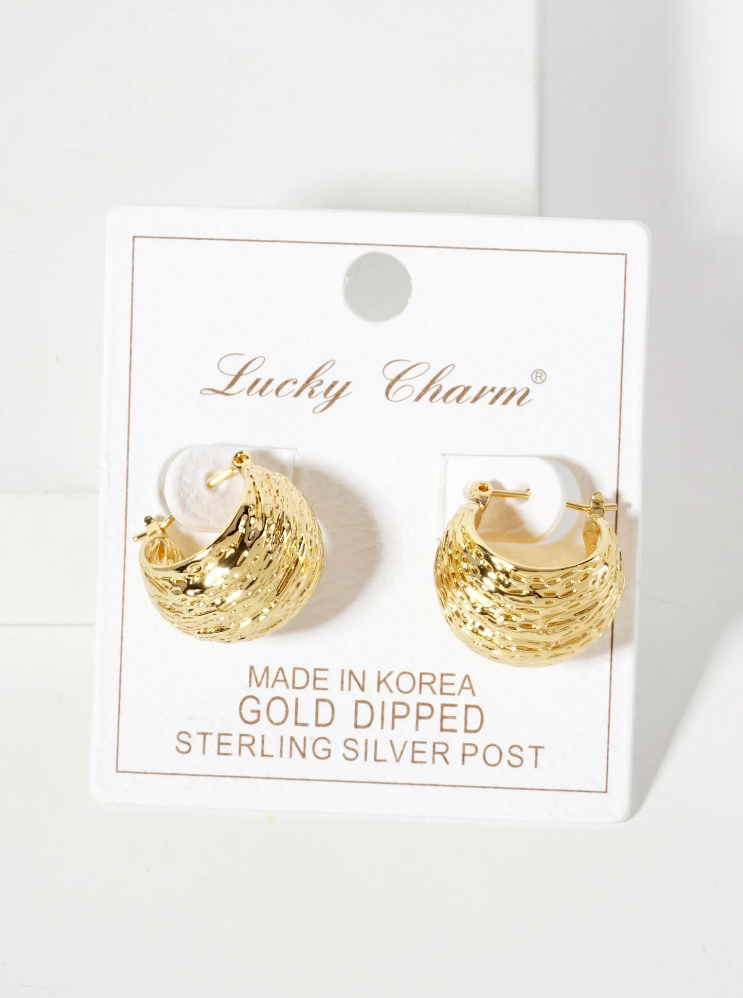 18K-Gold-Dipped Textured 18mm Sphere Brass Hoop Earrings