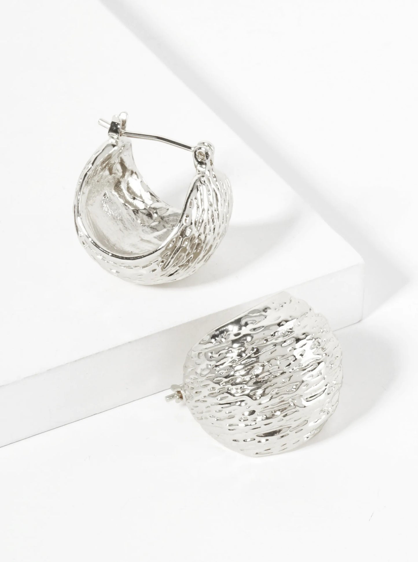 18K-Gold-Dipped Textured 18mm Sphere Brass Hoop Earrings