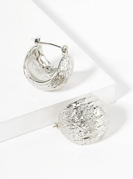 18K-Gold-Dipped Textured 18mm Sphere Brass Hoop Earrings