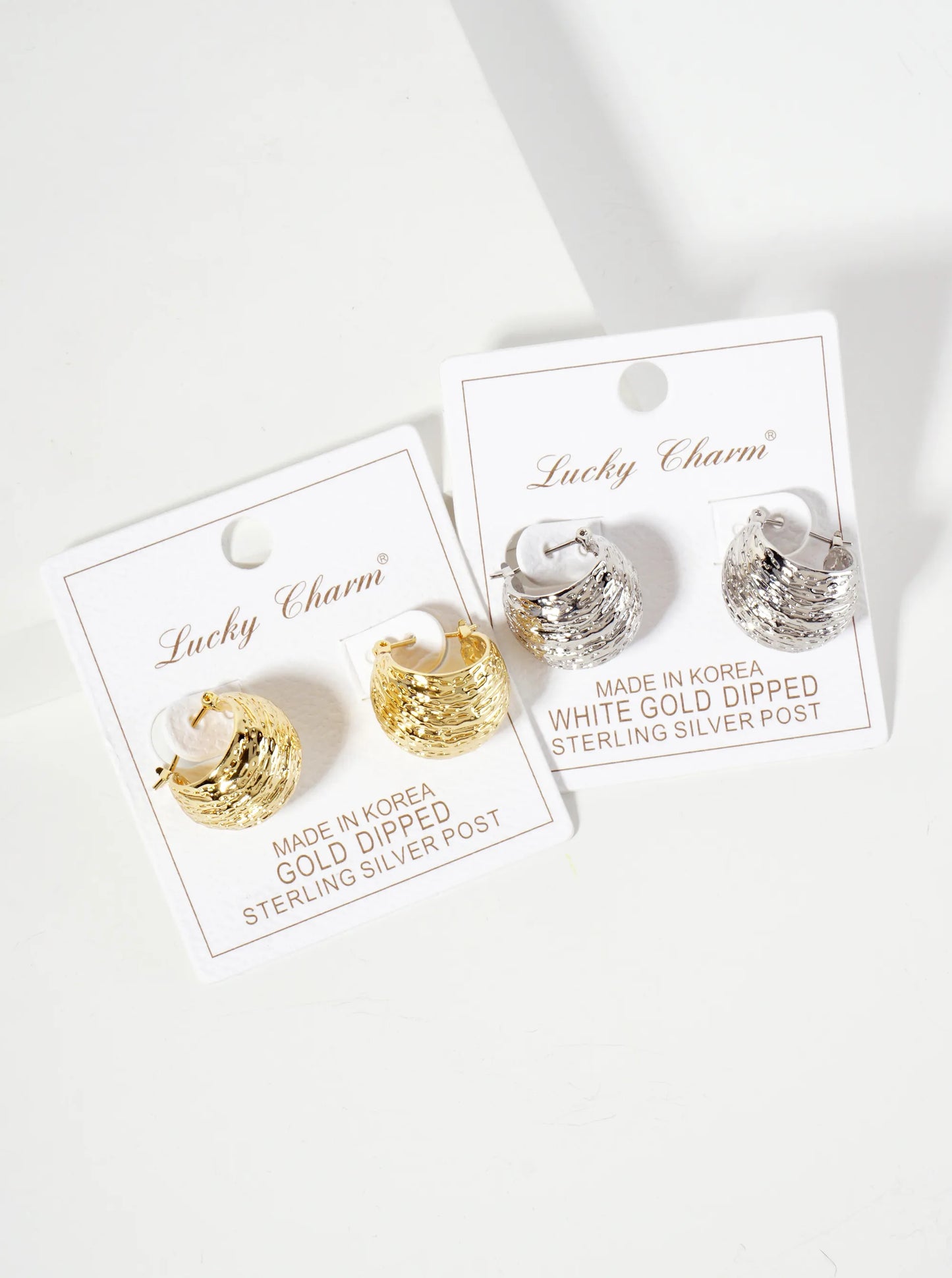 18K-Gold-Dipped Textured 18mm Sphere Brass Hoop Earrings