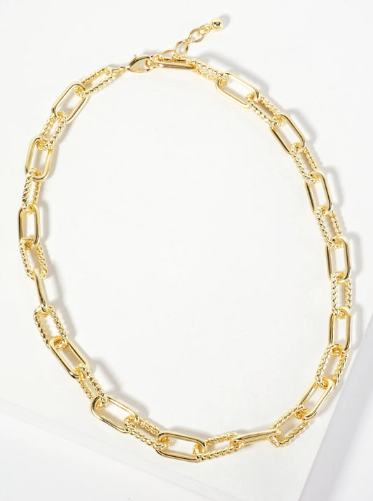 18K-Gold-Dipped Textured 19mm Chain Necklace