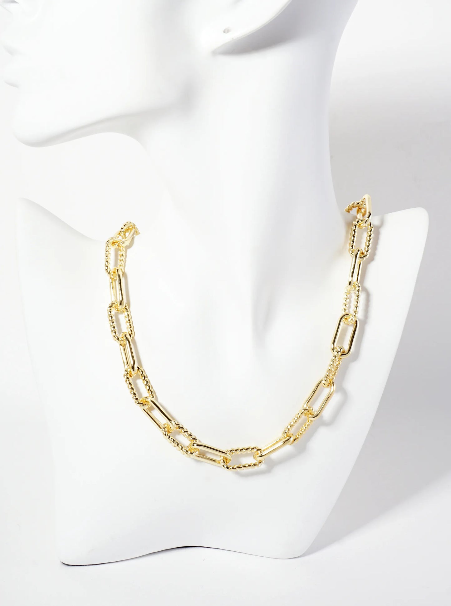 18K-Gold-Dipped Textured 19mm Chain Necklace