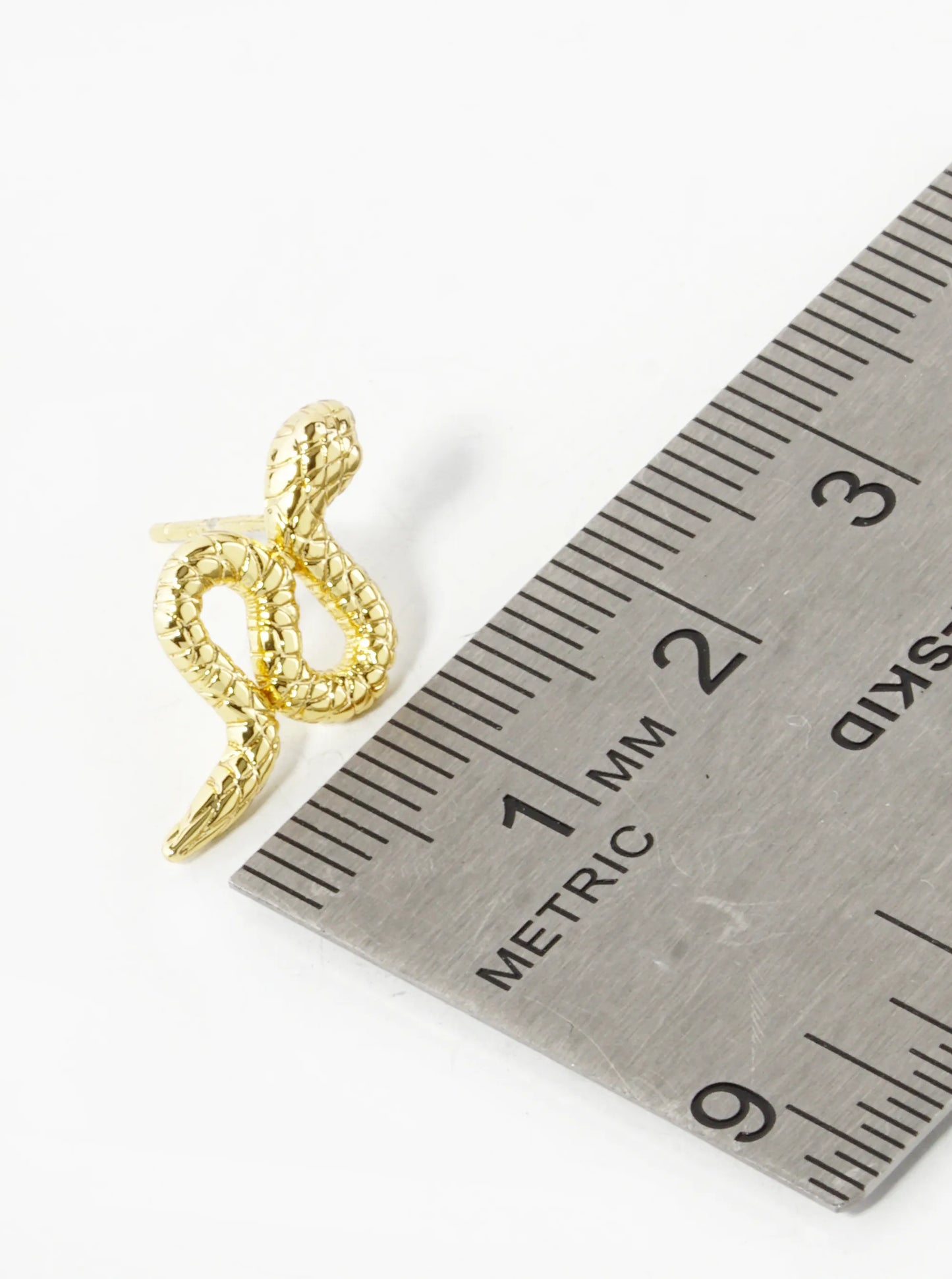 18K Gold Dipped Textured 20mm Snake Stud Earrings