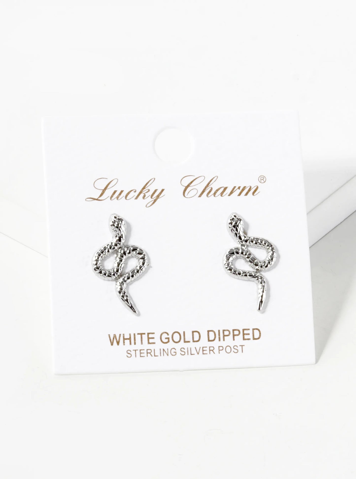 18K Gold Dipped Textured 20mm Snake Stud Earrings