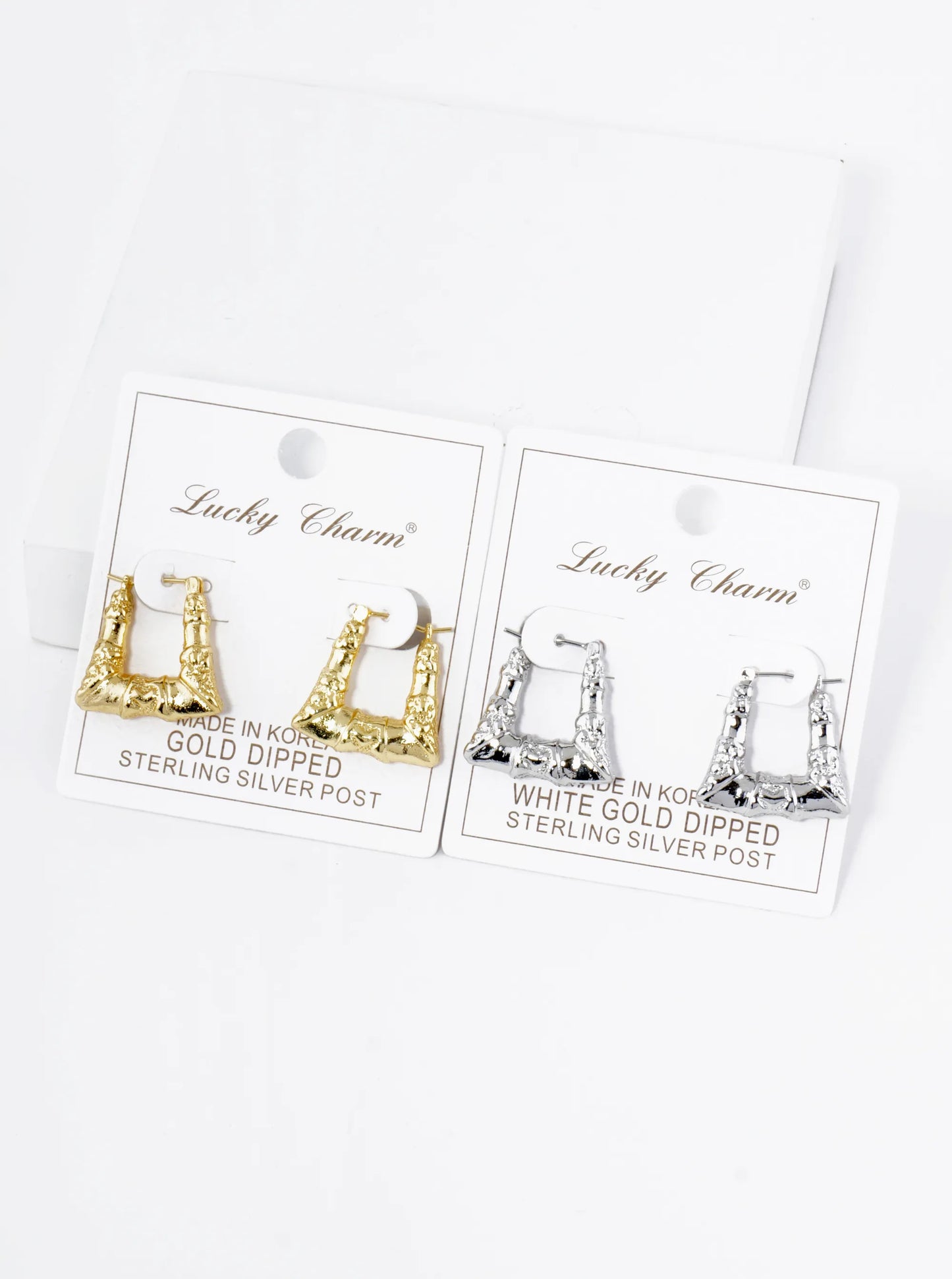 18K Gold Dipped Textured 20mm Trapezoid Hoop Earrings