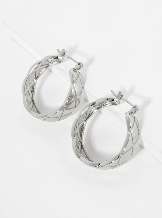 18K Gold Dipped Textured 25mm Latchback Hoop Earrings