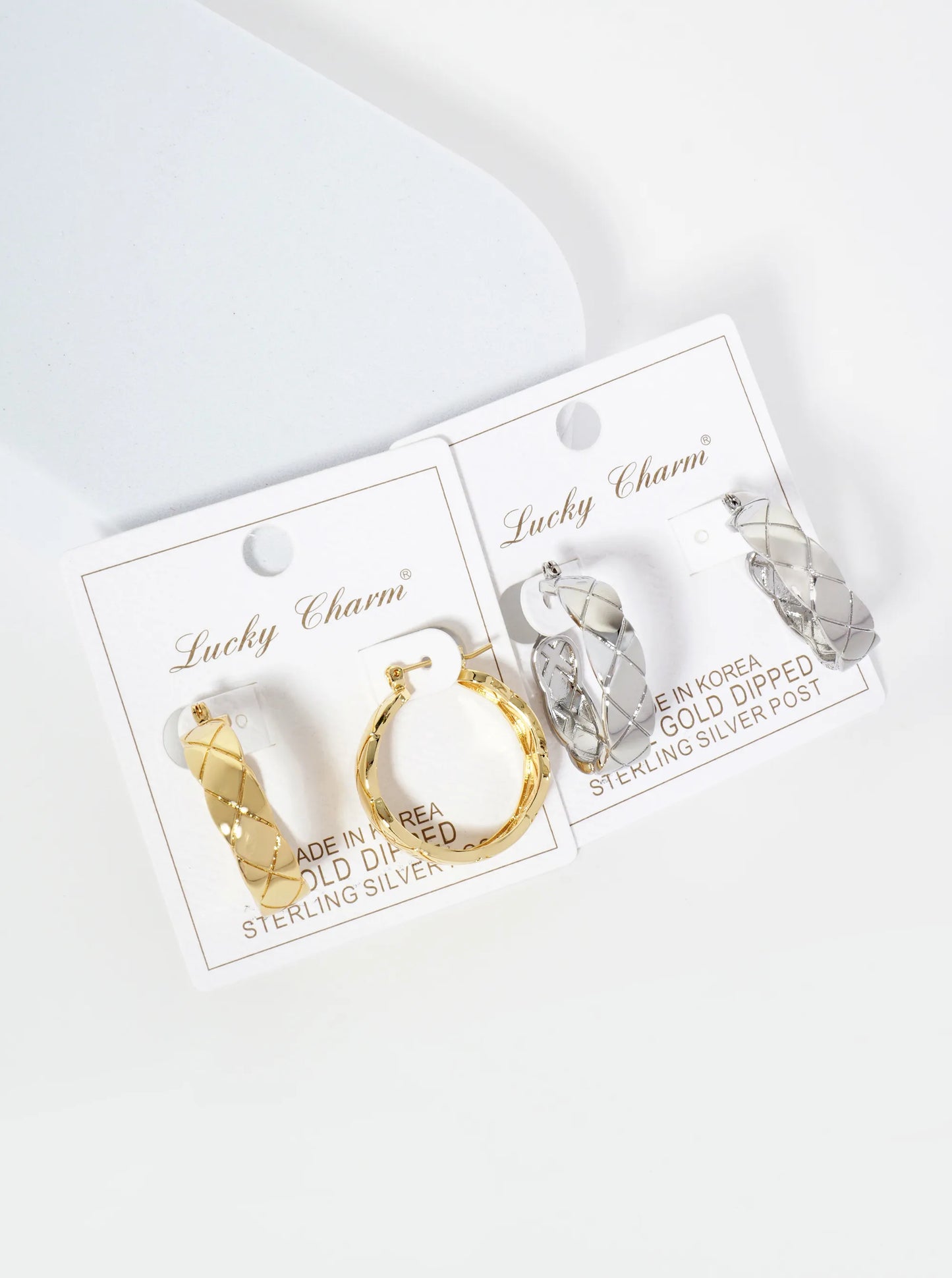 18K Gold Dipped Textured 25mm Latchback Hoop Earrings