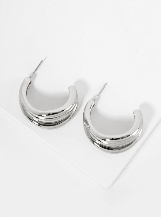 18K Gold Dipped Textured 30mm Tapered Open Hoop Earrings
