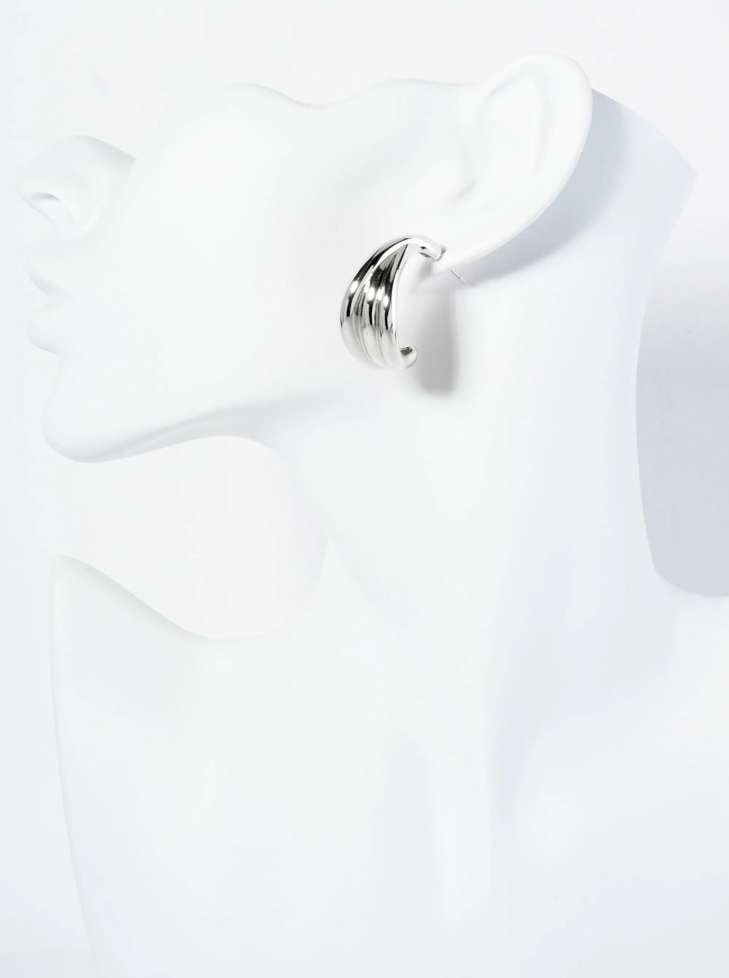 18K Gold Dipped Textured 30mm Tapered Open Hoop Earrings