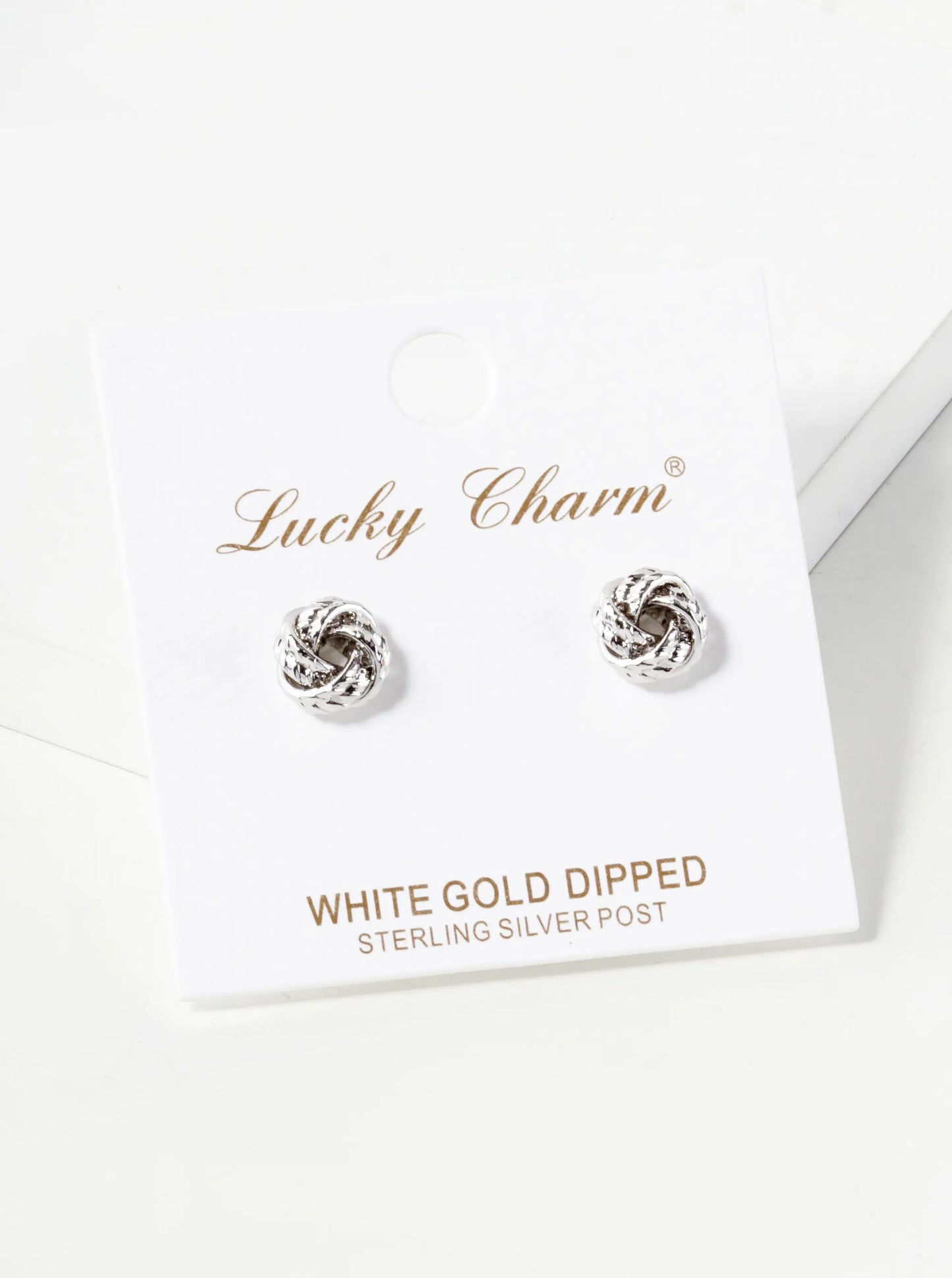 18K Gold Dipped Textured 8mm Love Knot Stud Earrings
