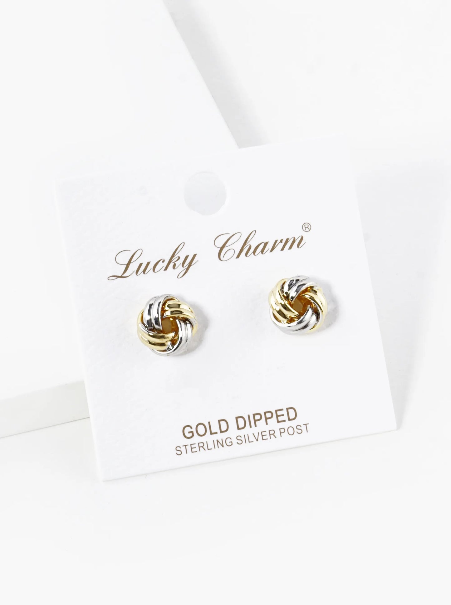 18K Gold Dipped Textured 9mm Love Knot Stud Earrings