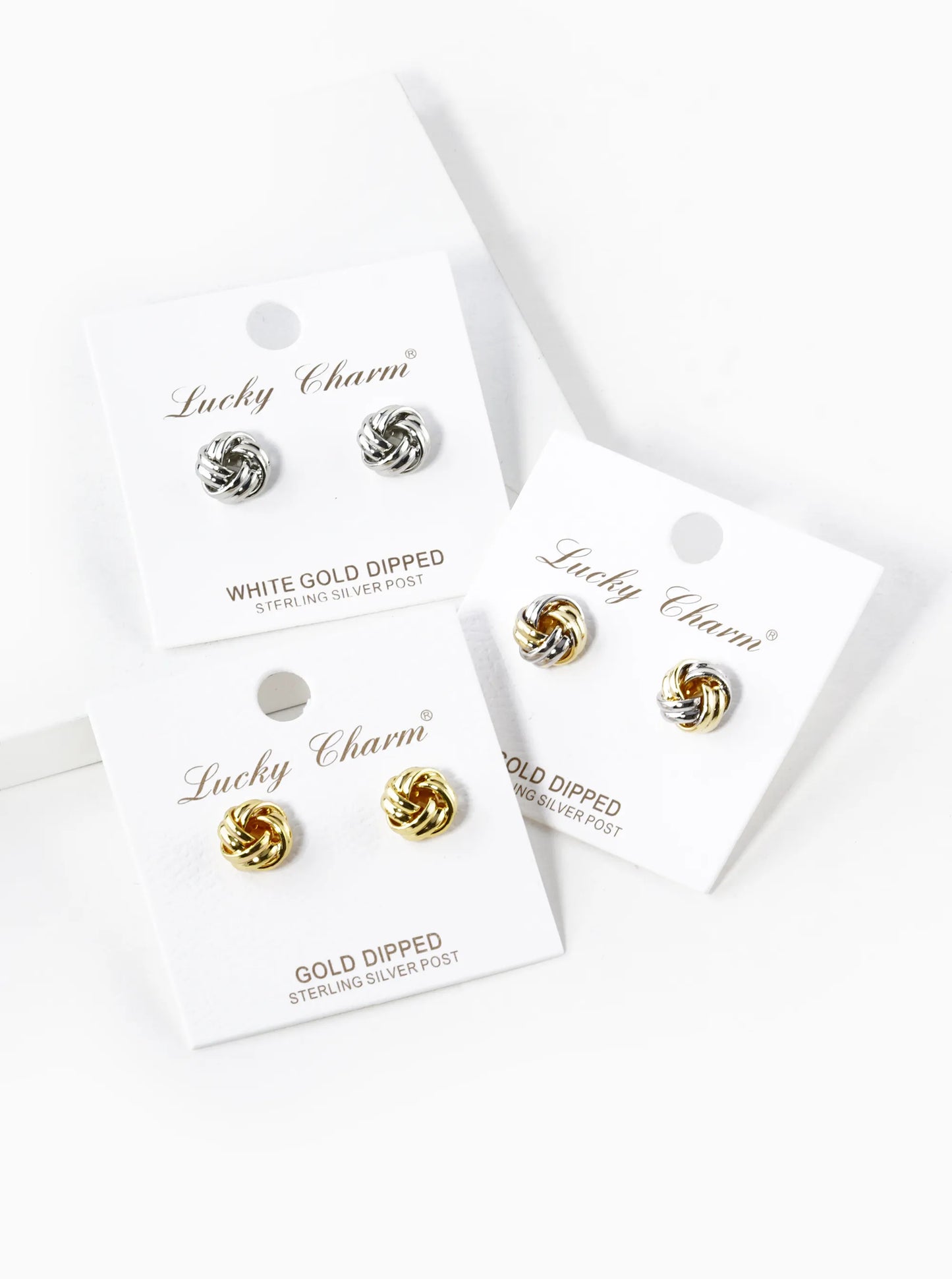 18K Gold Dipped Textured 9mm Love Knot Stud Earrings