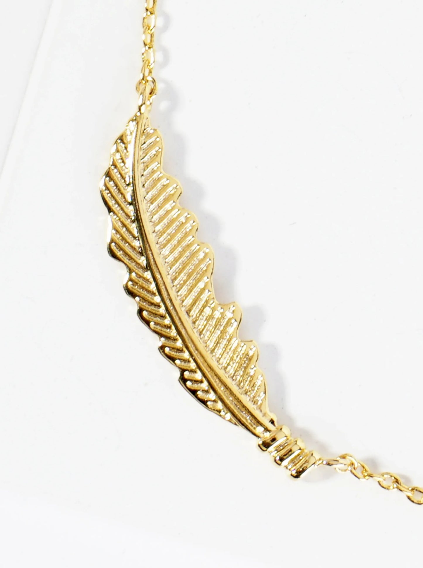 18K Gold Dipped Textured Feather Brass Chain Anklet