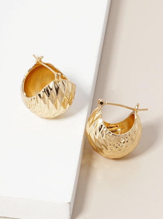 18K Gold Dipped Textured Metal 20mm Ball Hoop Earrings