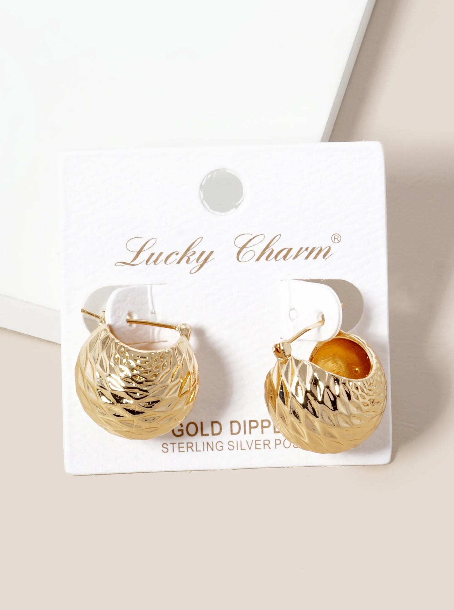 18K Gold Dipped Textured Metal 20mm Ball Hoop Earrings