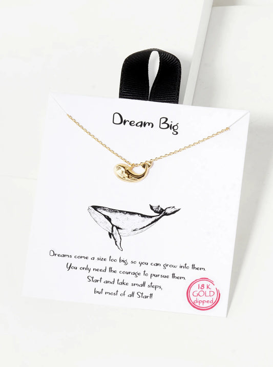 18K Gold Dipped Textured Puffy Whale Pendant Necklace