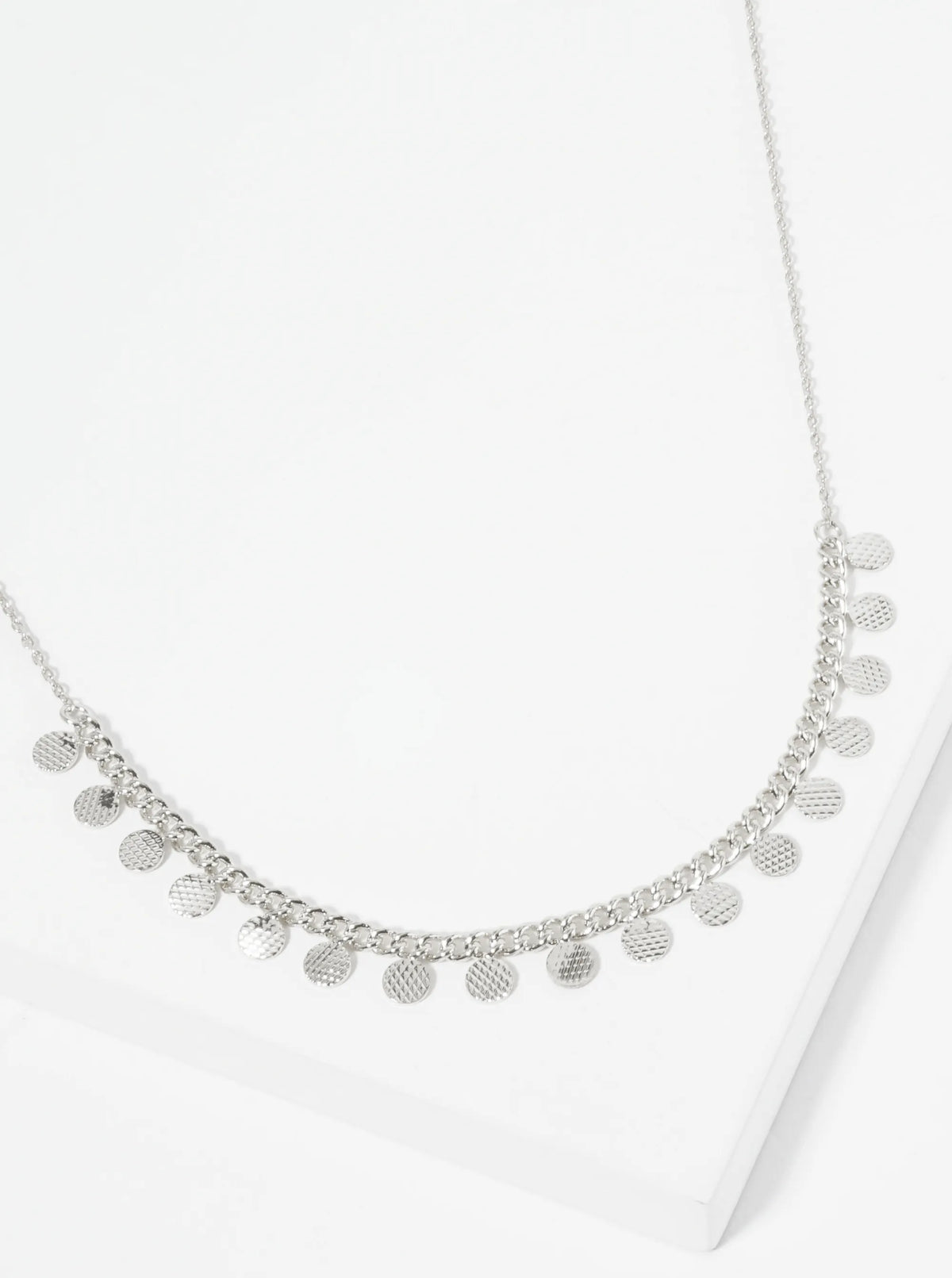 18K Gold Dipped Textured Round Disc Charm Necklace