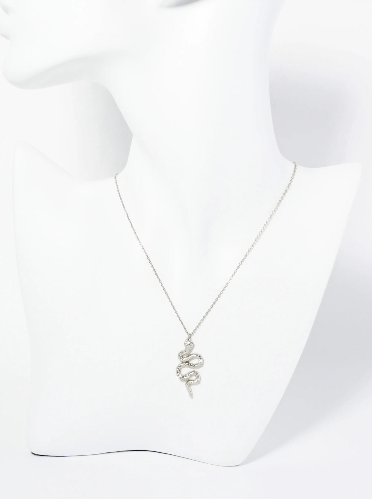 18K Gold Dipped Textured Snake Pendant Adorned With CZ Stones Necklace
