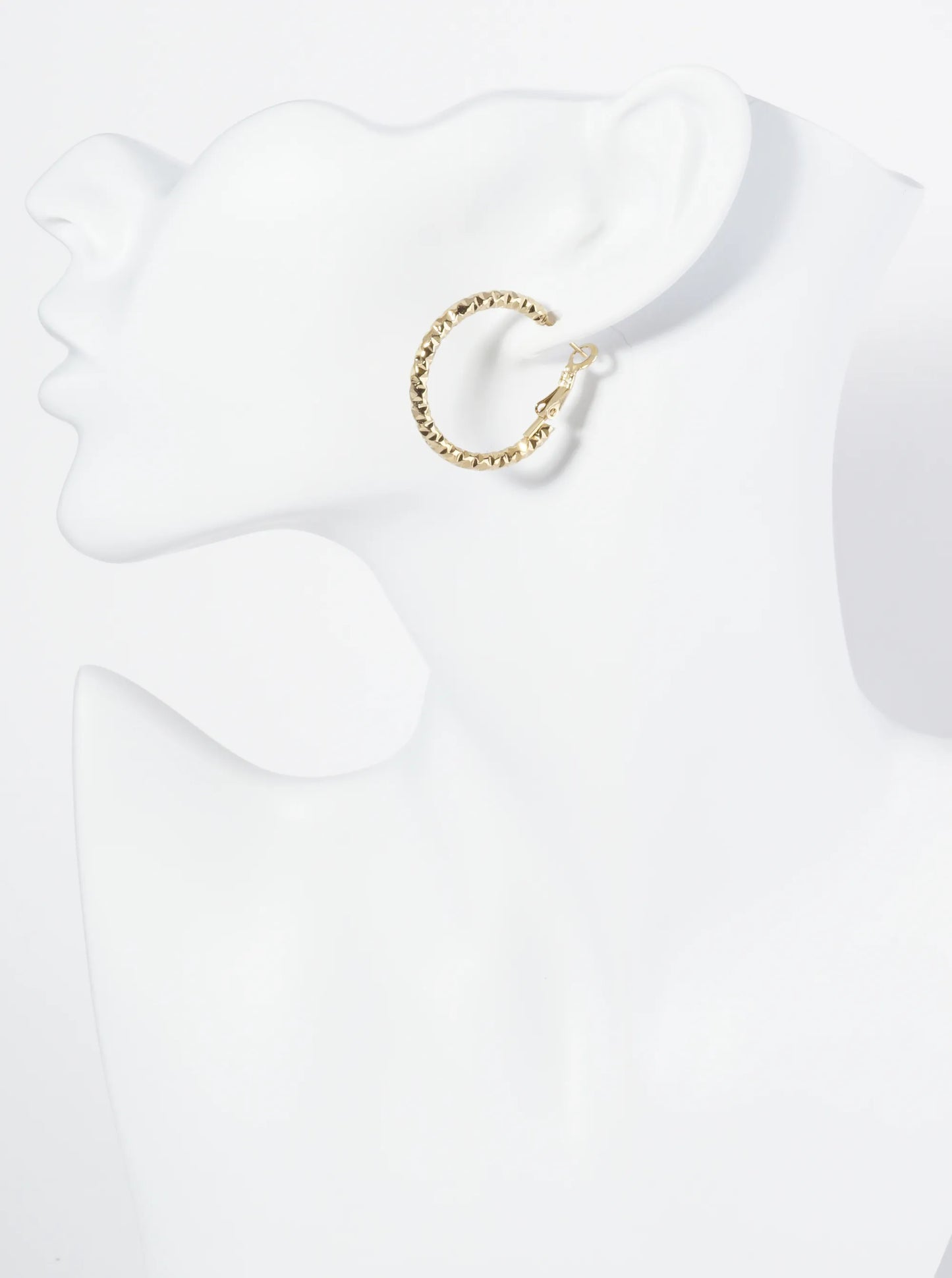18K Gold Dipped Textured Stainless Steel 30mm Hoop Earrings