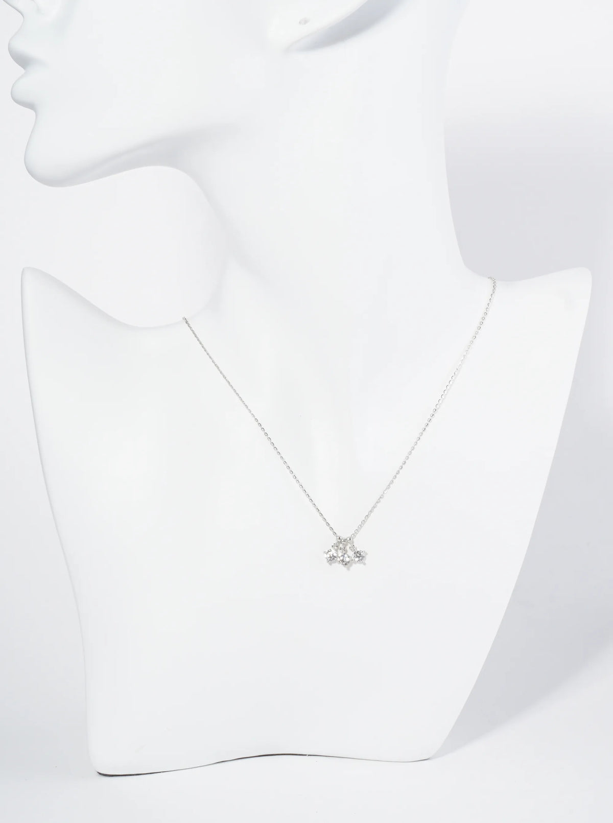 18K Gold Dipped Three 4-Prong Cubic Zirconia Pendant Necklace