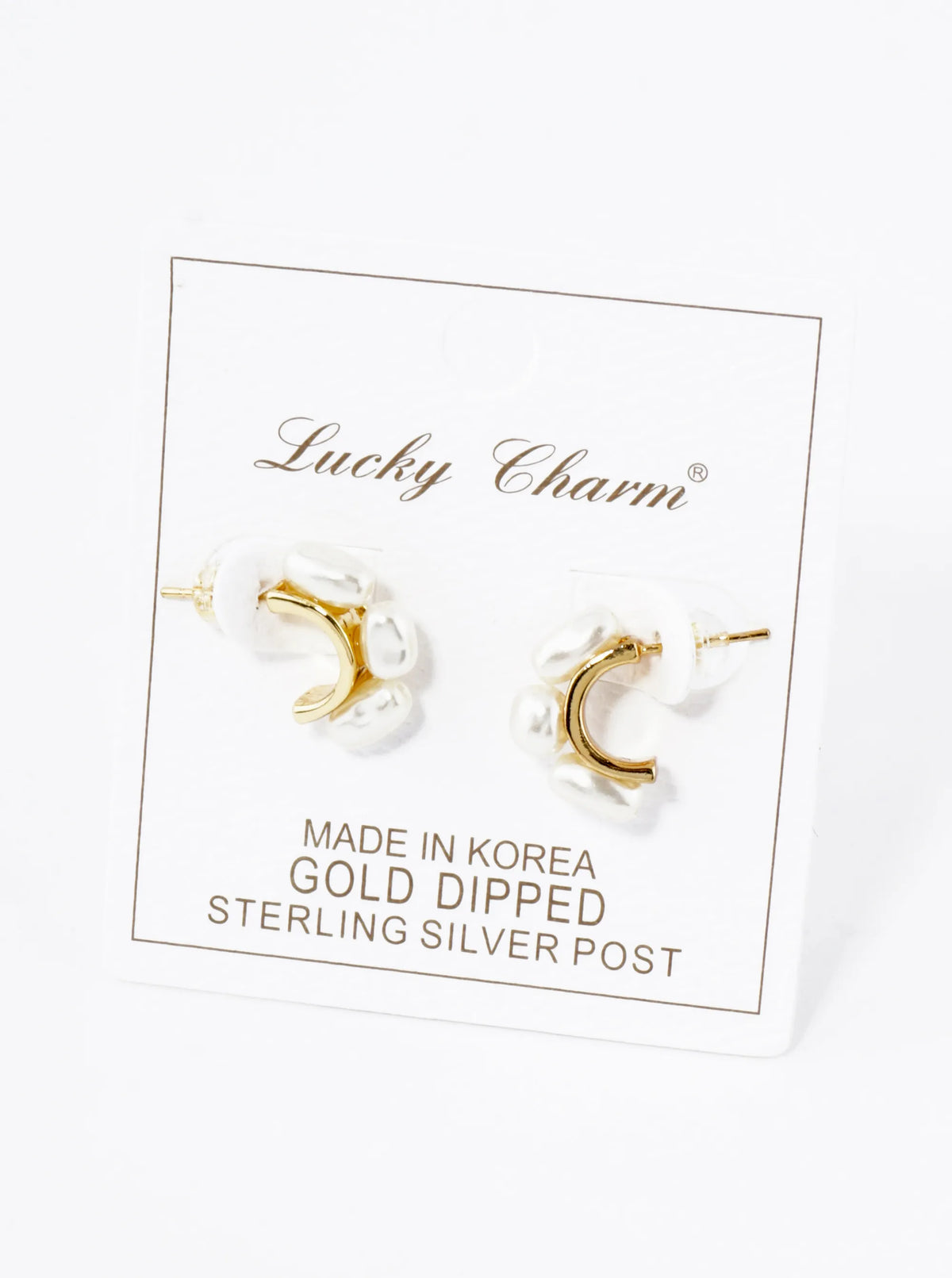 18K Gold Dipped Three Freshwater Pearl 15mm Hoop Earrings