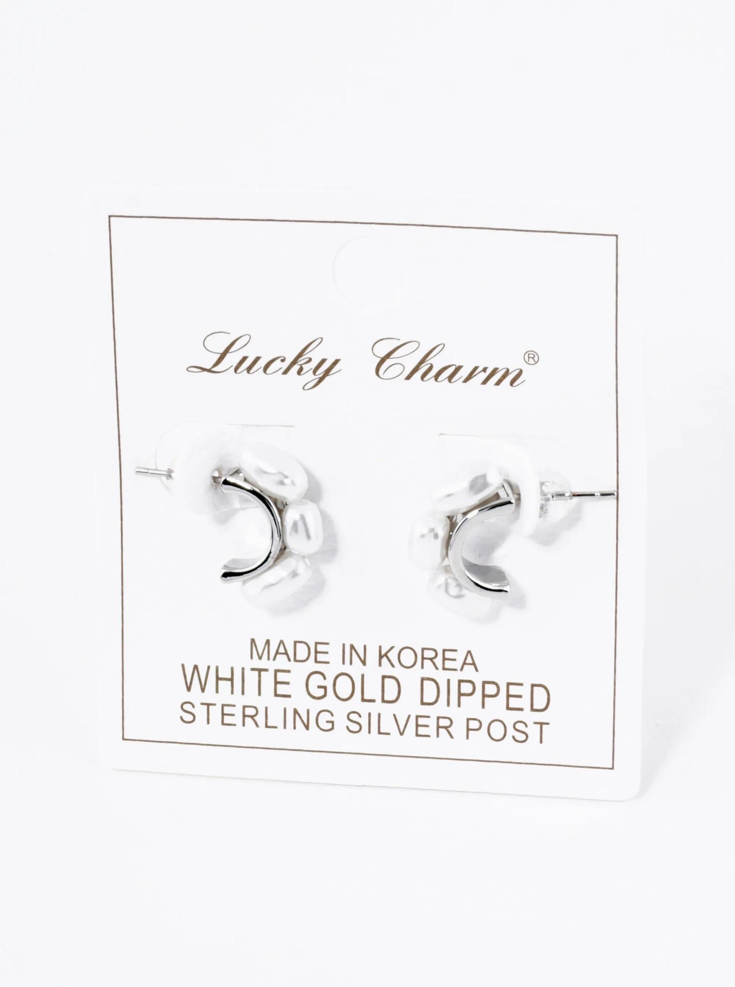 18K Gold Dipped Three Freshwater Pearl 15mm Hoop Earrings