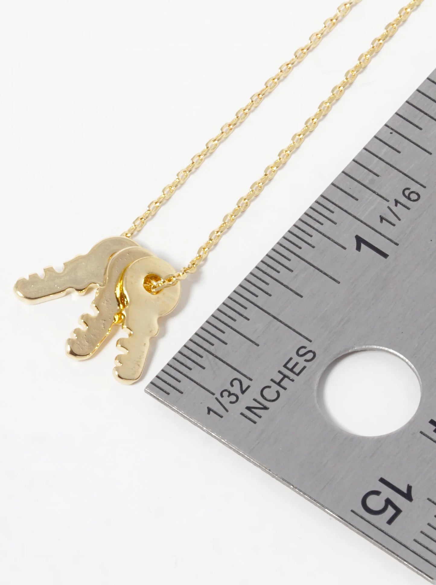18K Gold Dipped Three Keys Pendant Necklace