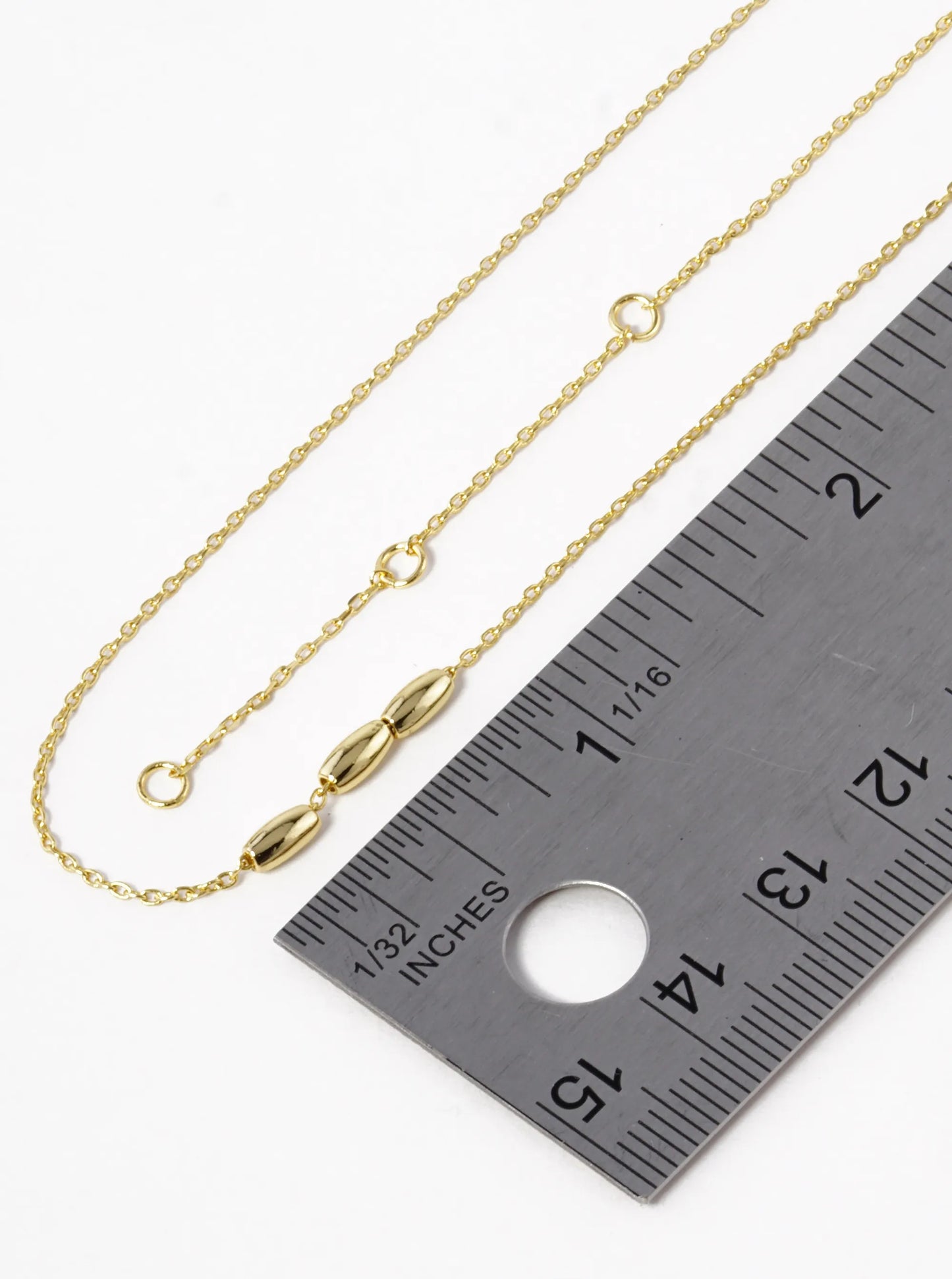 18K Gold Dipped Three Metal Beads Delicate Necklace