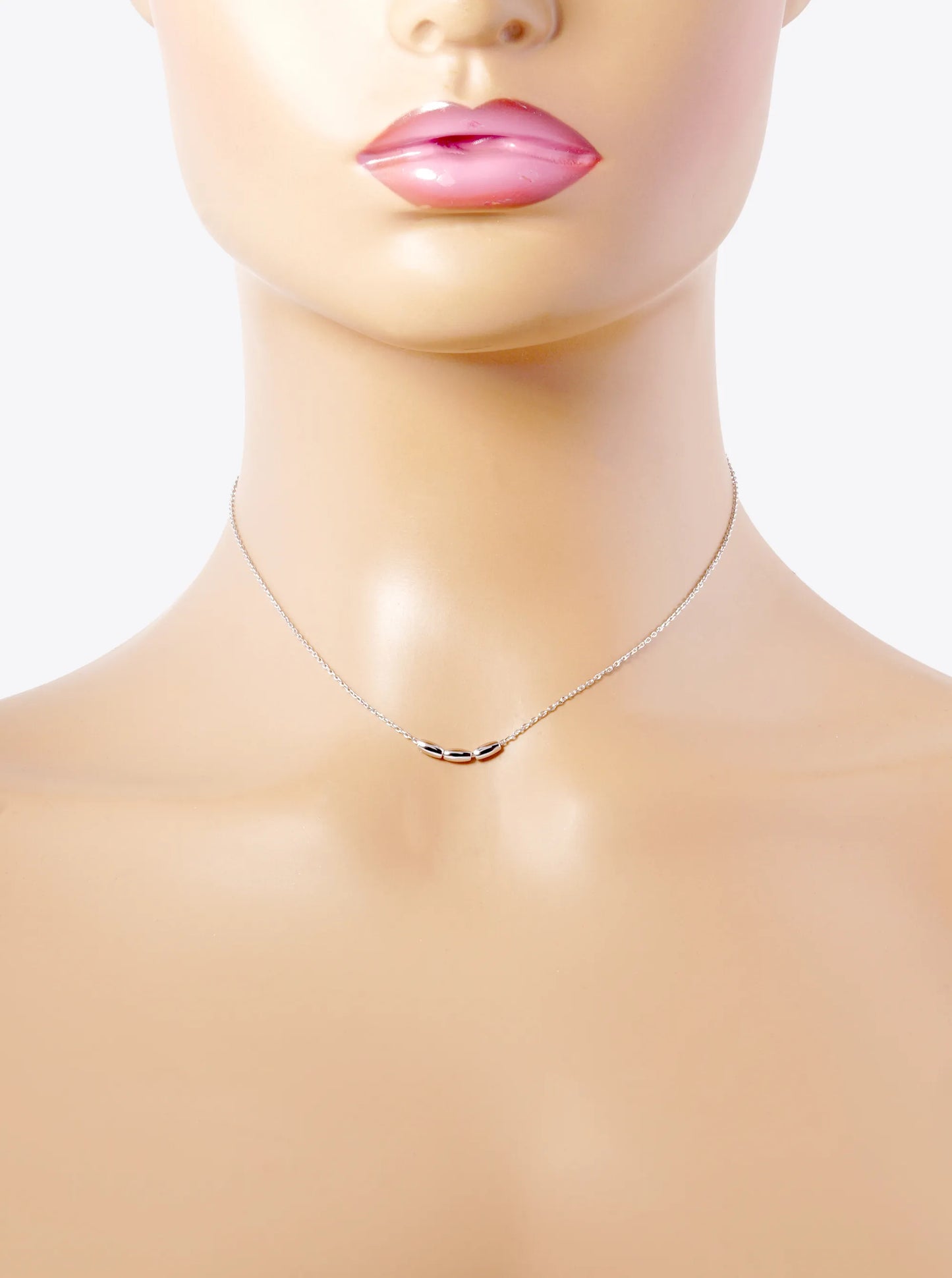 18K Gold Dipped Three Metal Beads Delicate Necklace