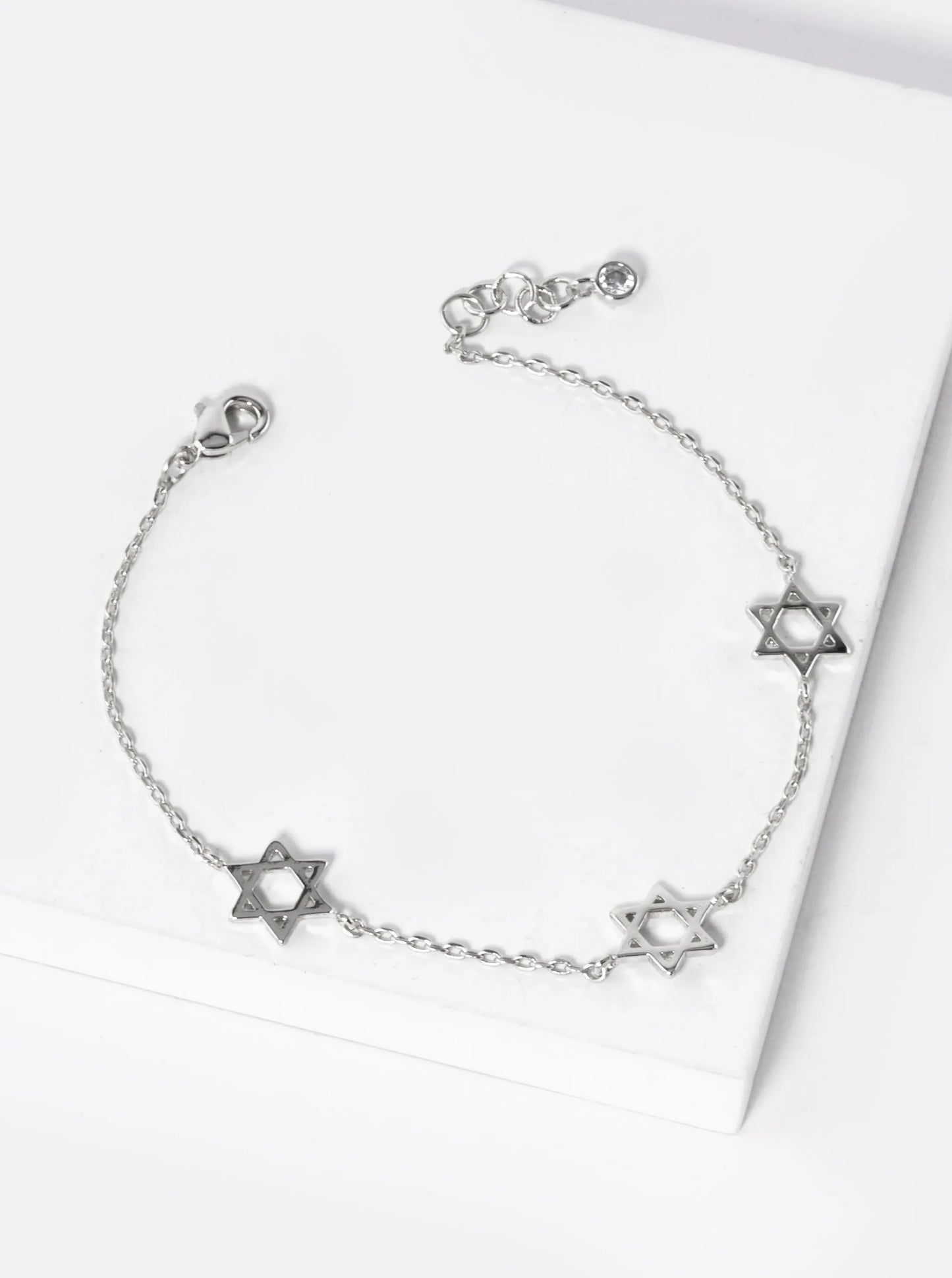 18K-Gold-Dipped Three Star Of David Chain Bracelet