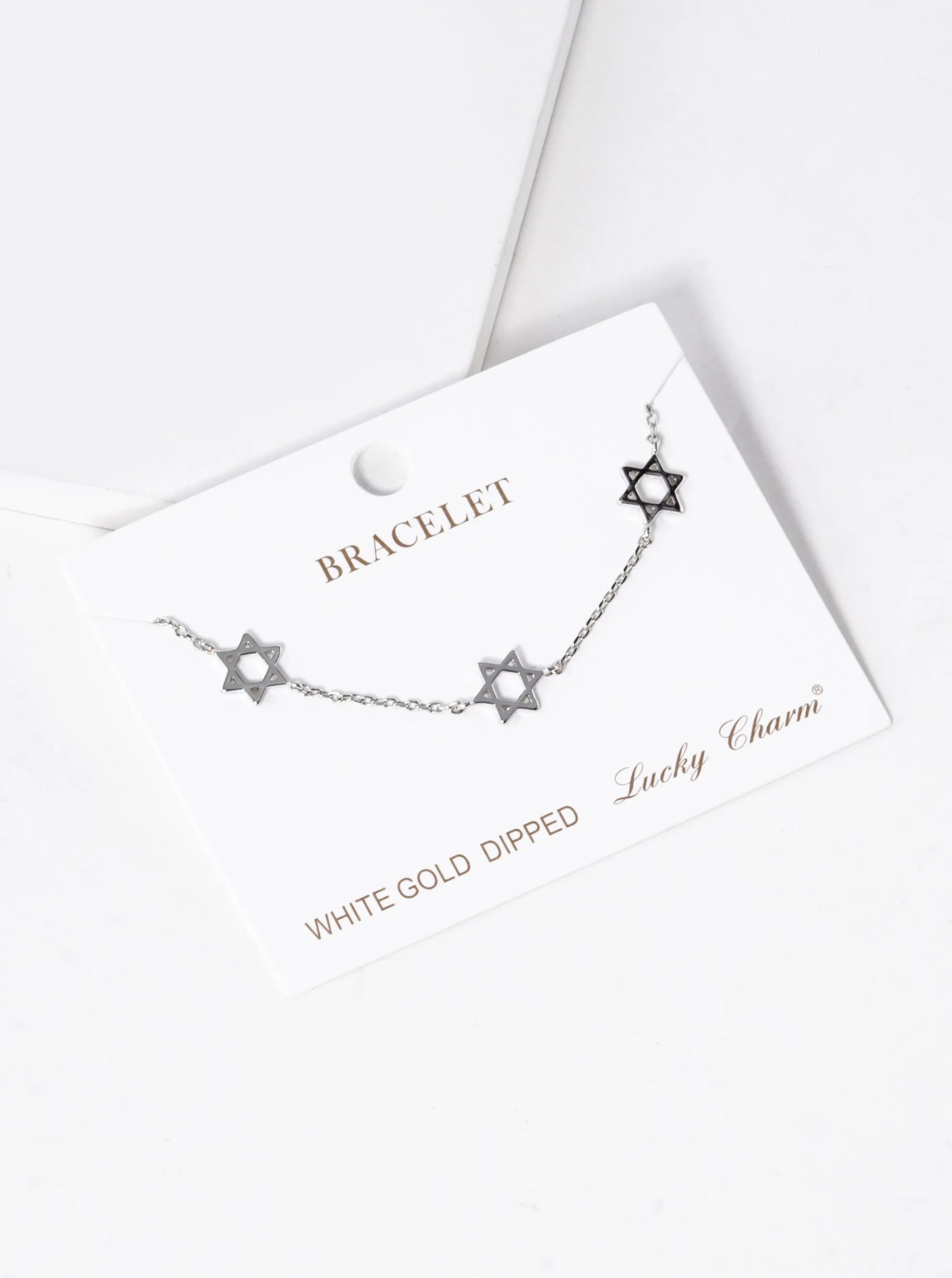 18K-Gold-Dipped Three Star Of David Chain Bracelet