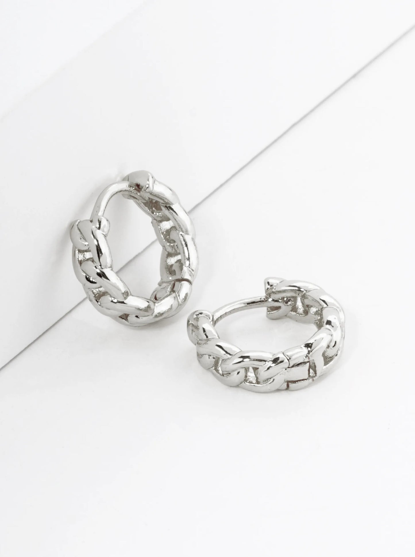 18K Gold Dipped Tiny 10mm Simulated Chain Texture Huggie Hoop Earrings