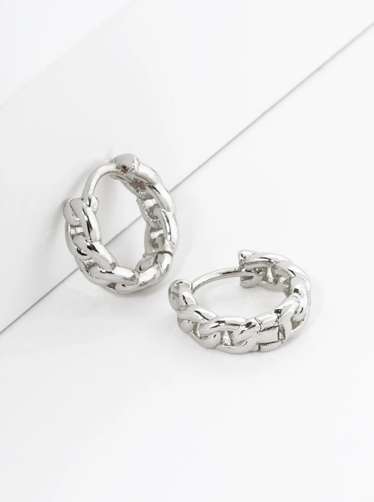 18K Gold Dipped Tiny 10mm Simulated Chain Texture Huggie Hoop Earrings