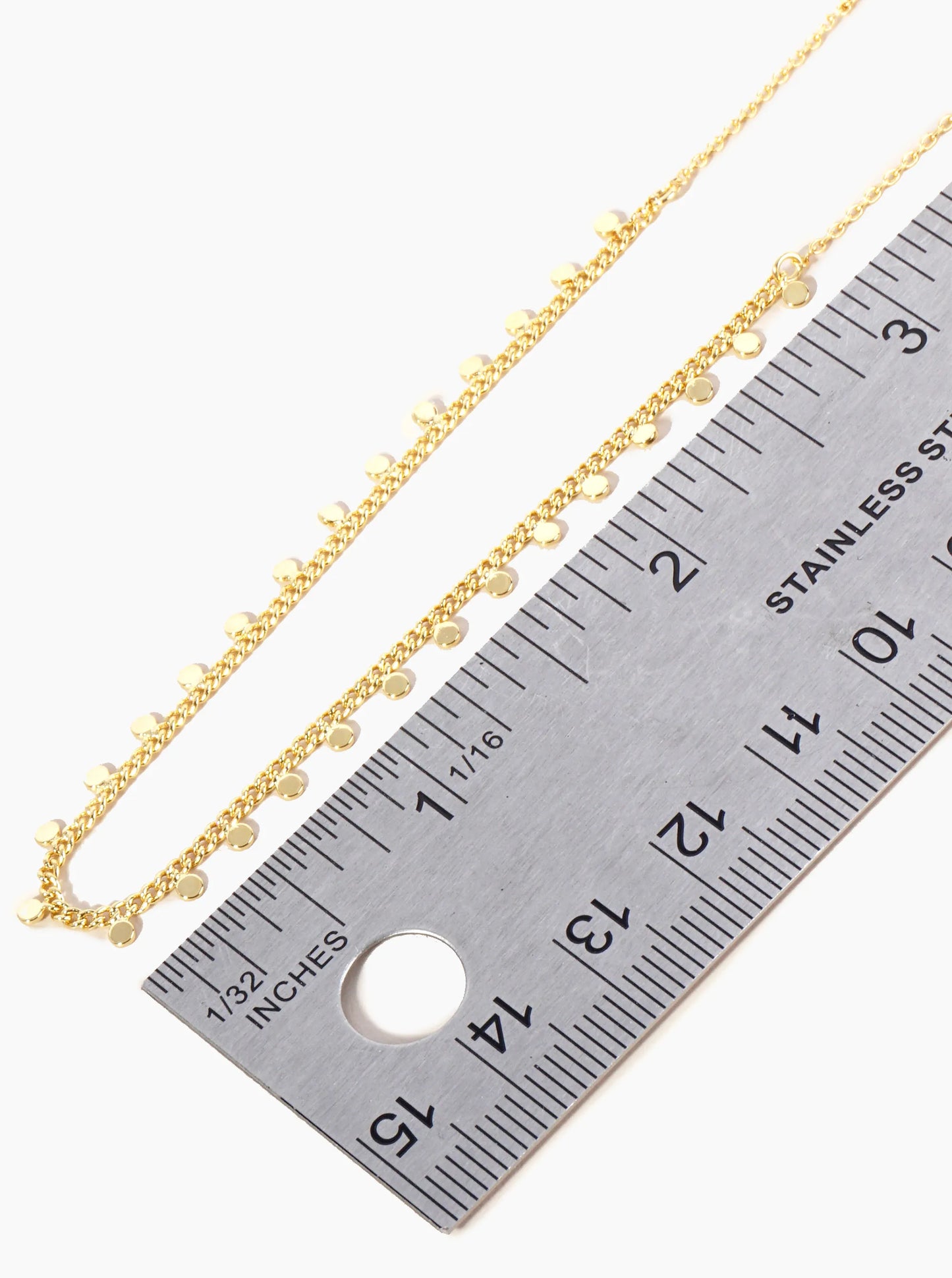 18K Gold Dipped Tiny Brass Disc Charm Tassel Anklet