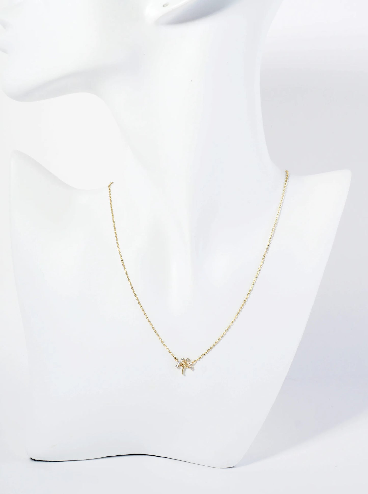 18K Gold Dipped Tiny CZ Tree Of Life Pendant Necklace