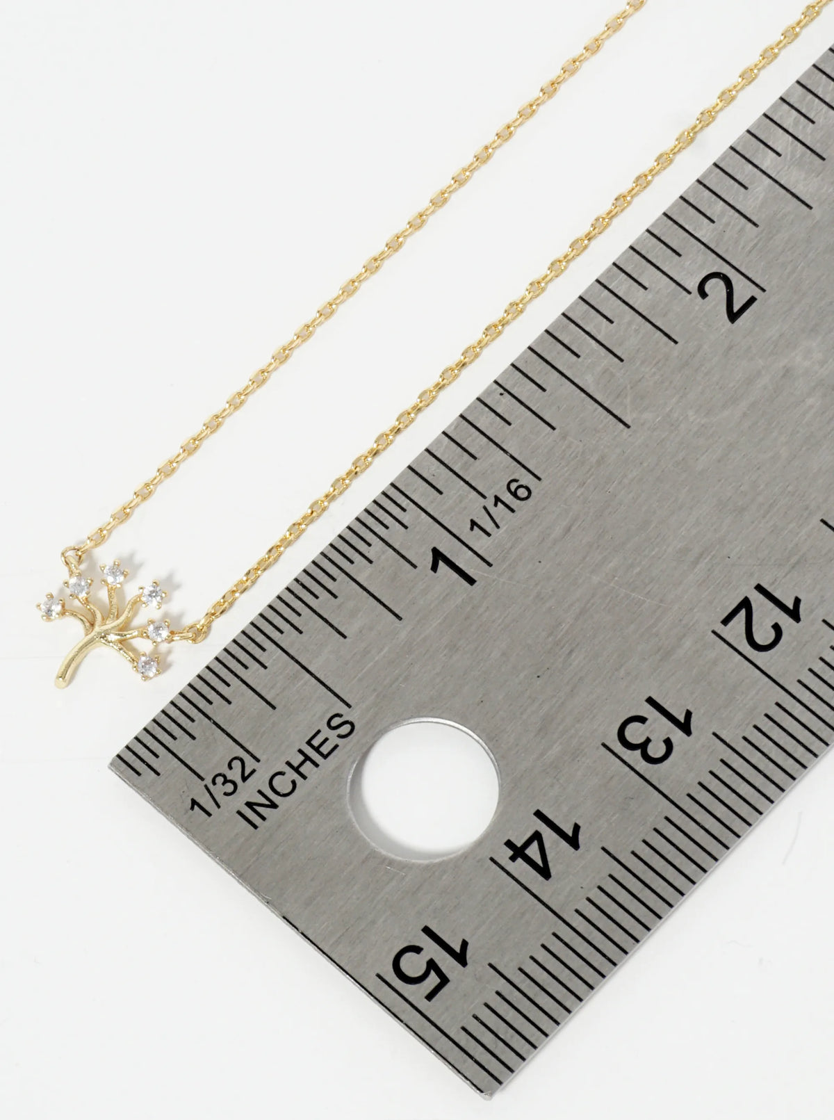 18K Gold Dipped Tiny CZ Tree Of Life Pendant Necklace