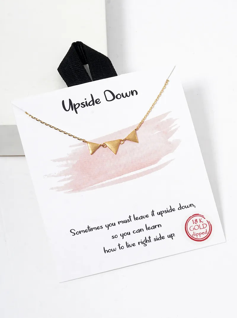 18K Gold Dipped Tri Triangle Pendant Dainty Necklace