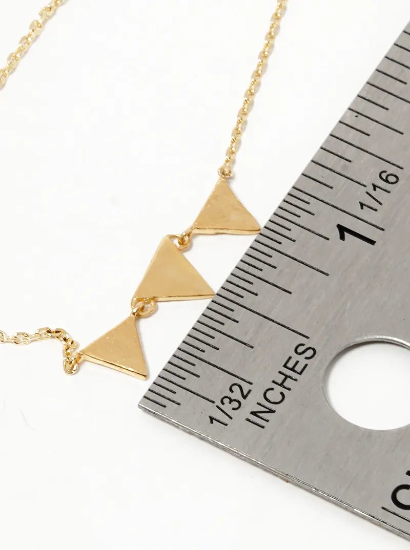 18K Gold Dipped Tri Triangle Pendant Dainty Necklace
