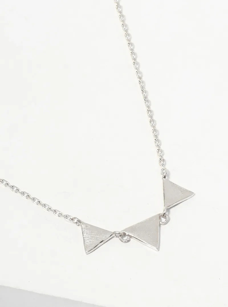 18K Gold Dipped Tri Triangle Pendant Dainty Necklace