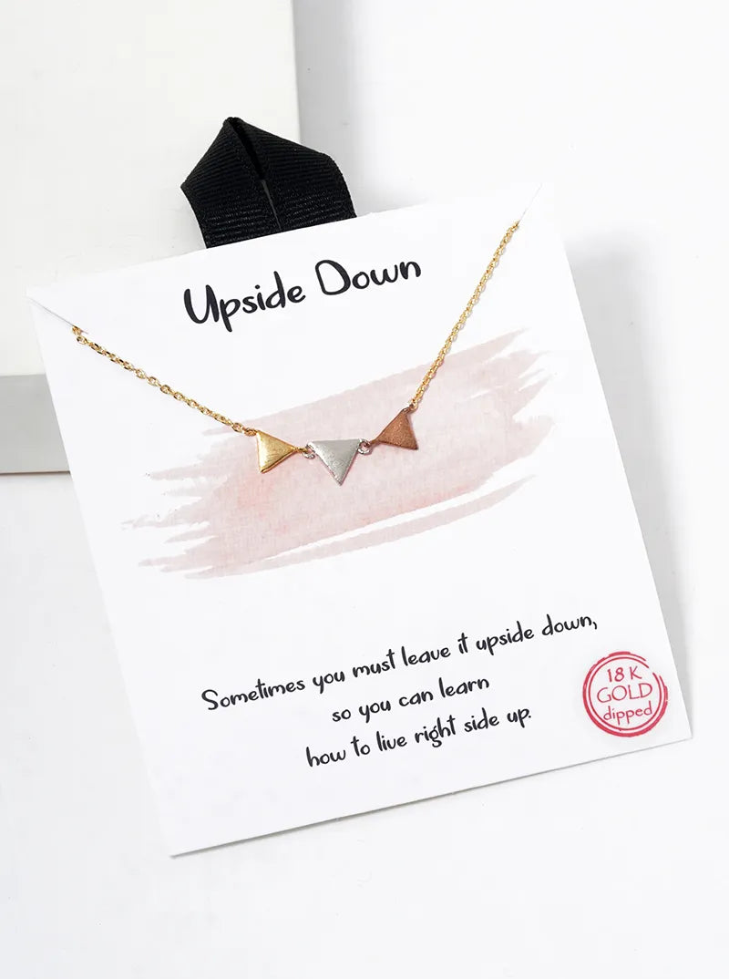 18K Gold Dipped Tri Triangle Pendant Dainty Necklace