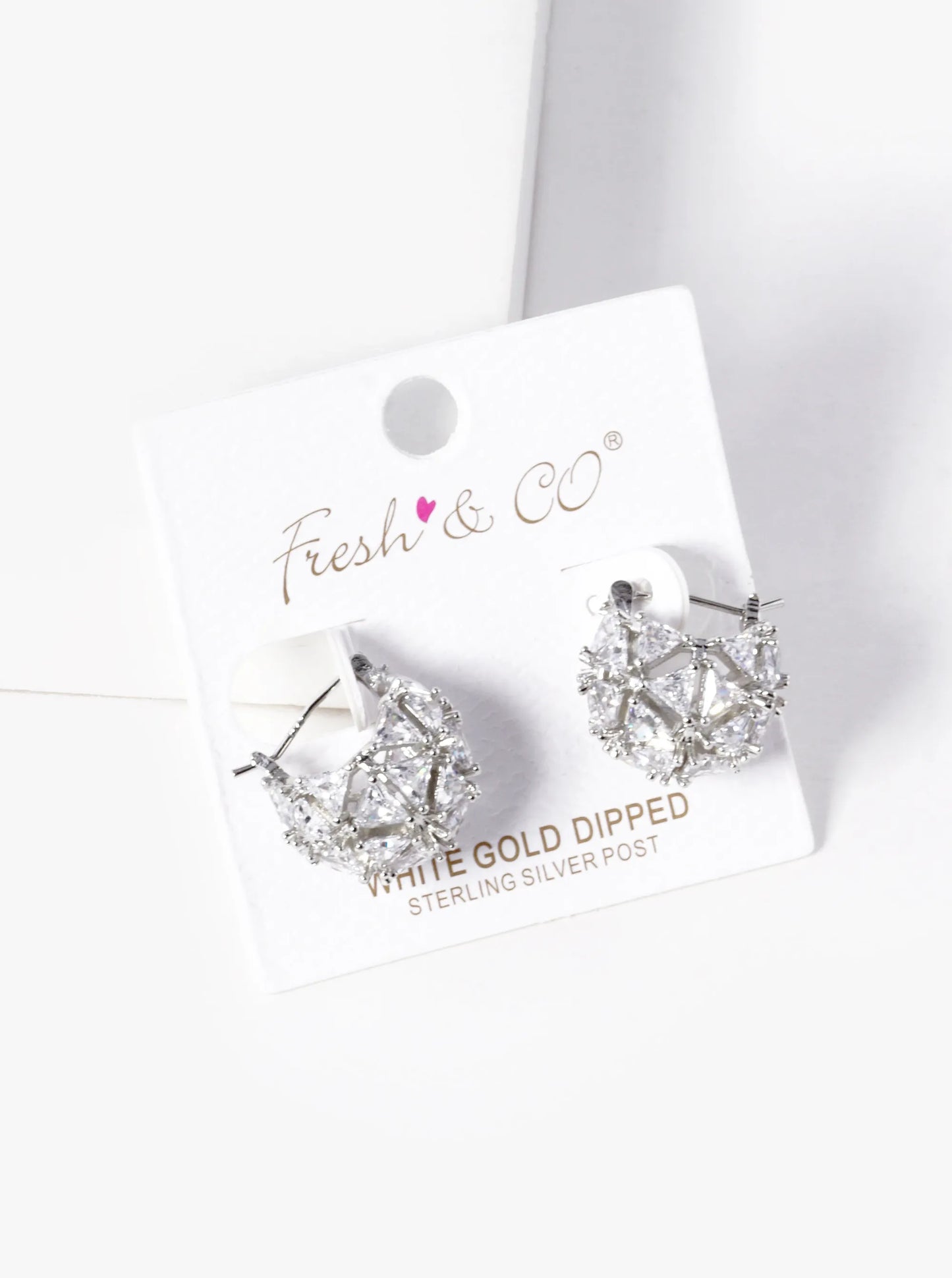 18K Gold Dipped Triangle Cubic Zirconia Ball Hoop Earrings