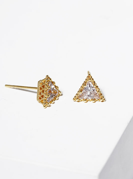 18K Gold Dipped CZ Pave Heart Stud Earrings