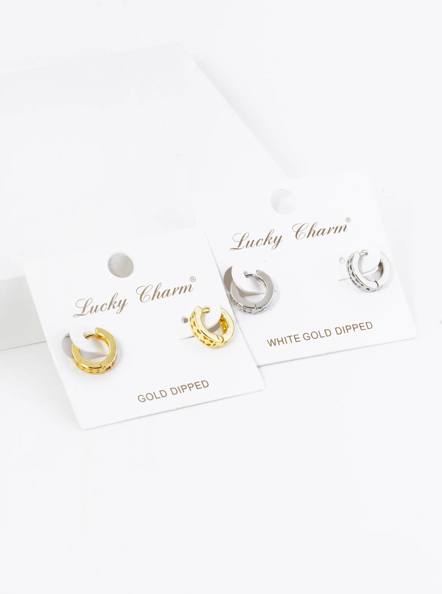 18K Gold Dipped Triangle Cutout 11mm Brass Huggie Hoop Earrings