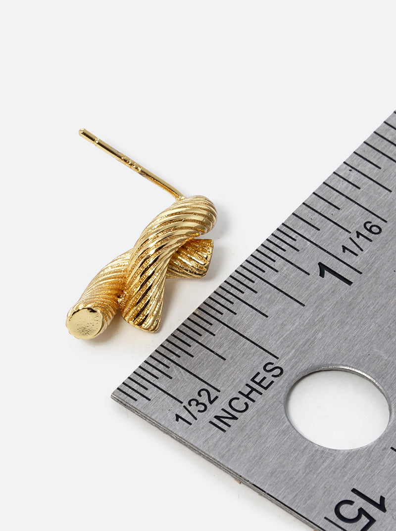 18K Gold Dipped Twisted Double Bar Post Stud Earrings